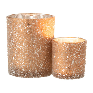 J-Line photophore Perles - verre - saumon foncé - large - 2 pcs