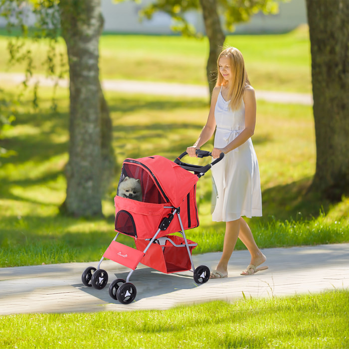 Cochecito Plegable Mascota de Metal Oxford 75x46x94cm Rojo