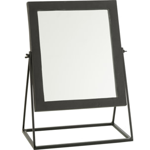J-Line miroir Carré sur pied - métal - noir - 34 x 20 cm