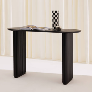 Console ovale bois d'hévéa placage chêne GABRIELLE