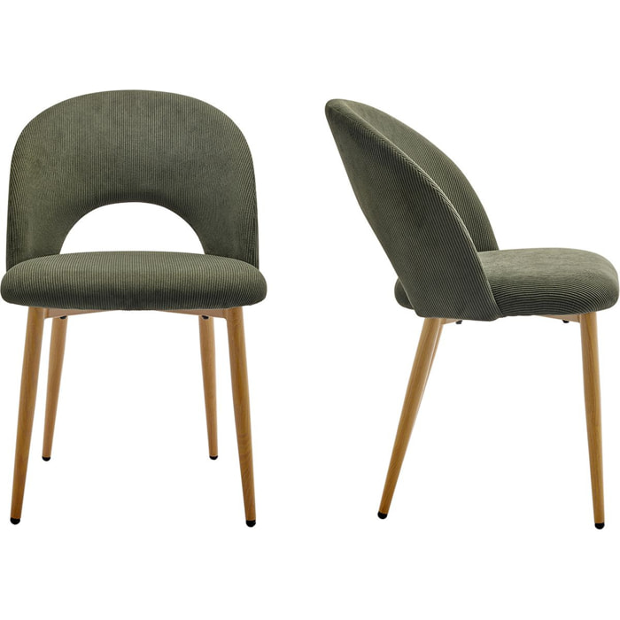 Lot de 2 chaises en velours côtelé - MOSS