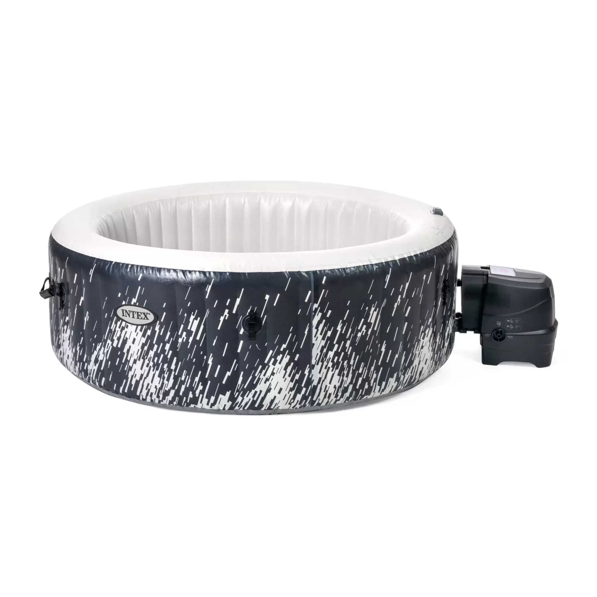 Creta Pro - Intex Idromassaggio Gonfiabile Rotondo PureSpa Bubble Glow Deluxe, 4 Posti, 140 Getti, PVC, LED Multicolore,