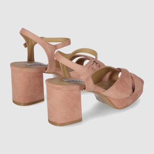 Sandalias de Tejido - Nude - Tacón: 8 cm