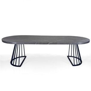Table à manger ronde extensible Tomasucci FEAR, en MDF effet marbre gris, 110 × 110 × 76,5 cm