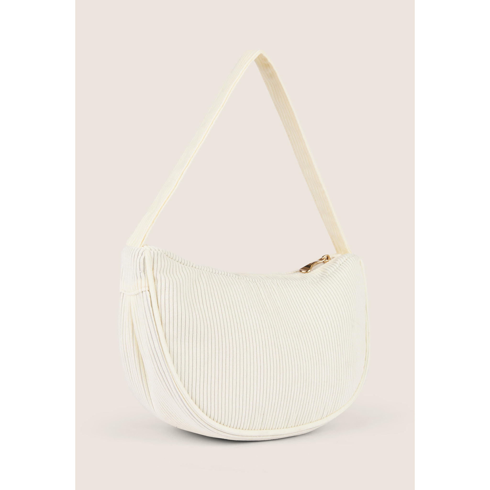 Borsa a spalla in velluto a coste con logo FY dorato