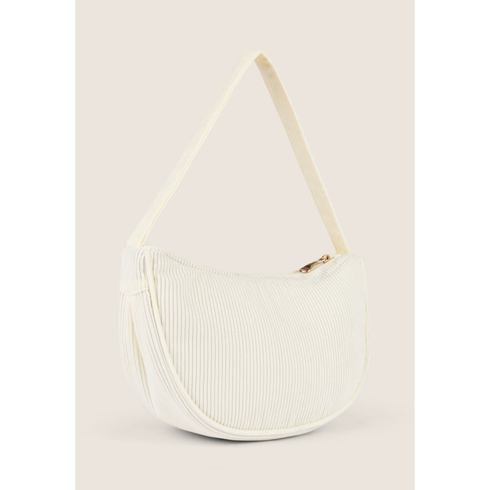 Borsa a spalla in velluto a coste con logo FY dorato