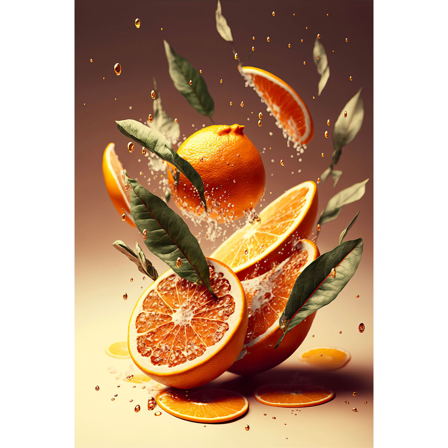 Tableau fruits oranges fraiches  Toile imprimée