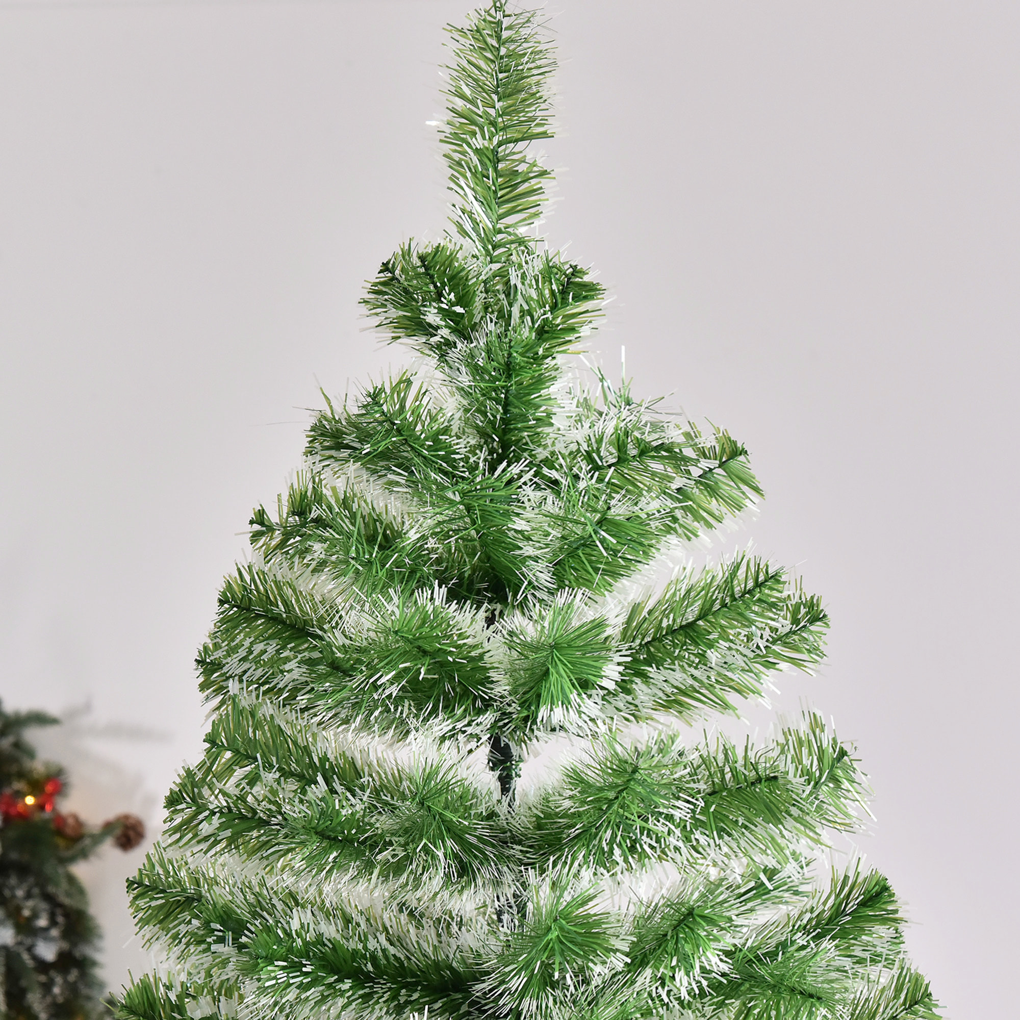 HOMCOM árbol de Navidad Artificial 210 cm con 968 Ramas Hojas de PET y Soporte de Metal Decoración Navideña para Interior Salón Fiestas Ø100x210 cm Verde