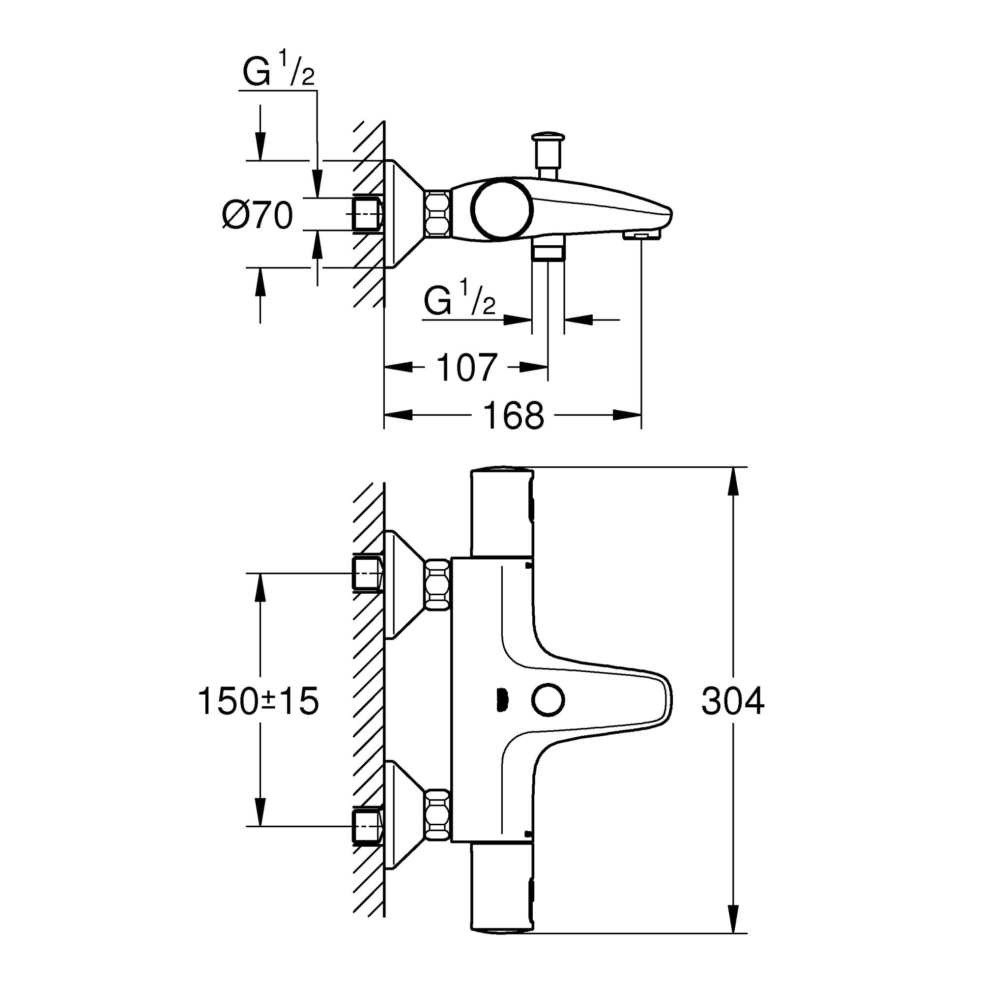 GROHE Precision Start Mitigeur thermostatique Bain Douche 1/2 Chromé 34598000