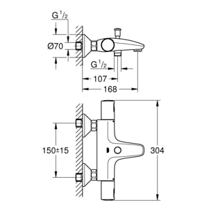 GROHE Precision Start Mitigeur thermostatique Bain Douche 1/2 Chromé 34598000