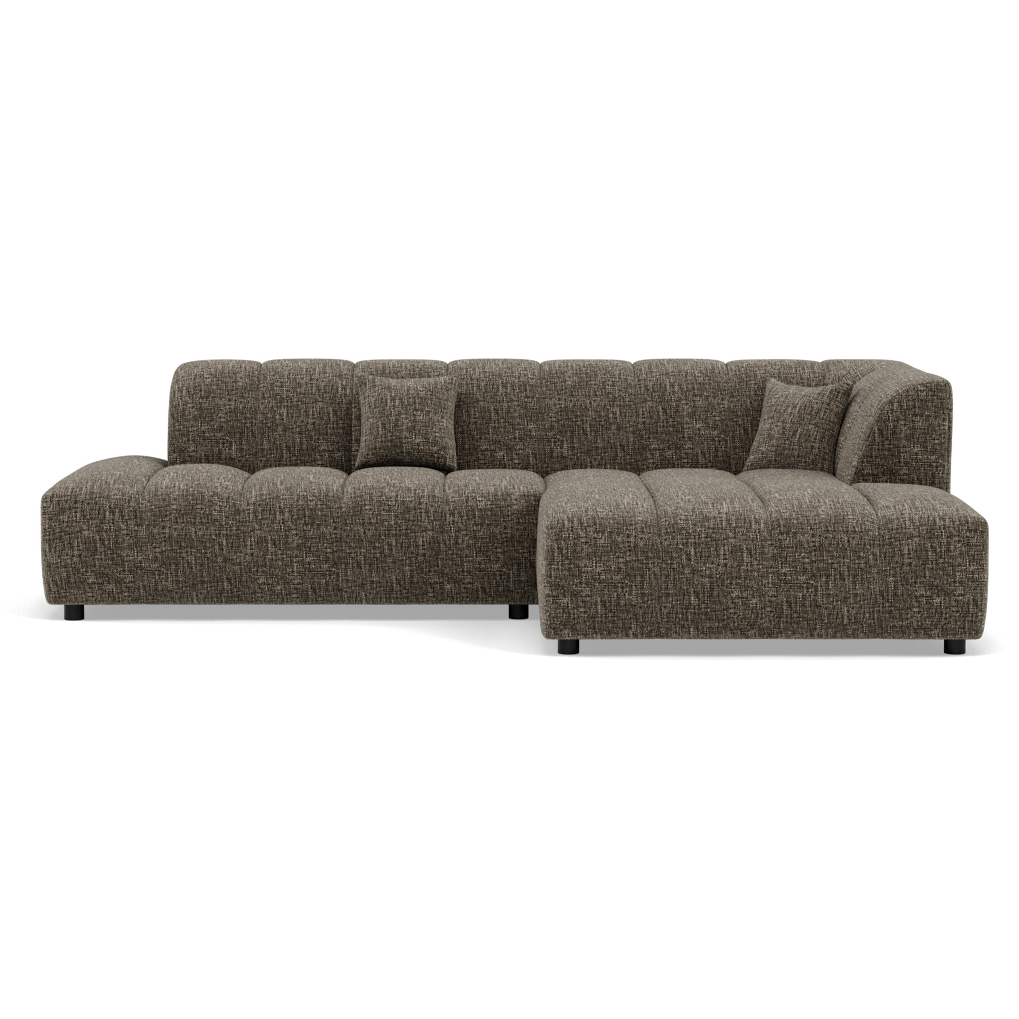 Curtis - canapé d'angle droit 4 places sans accoudoir en tissu texturé - Vert Olive