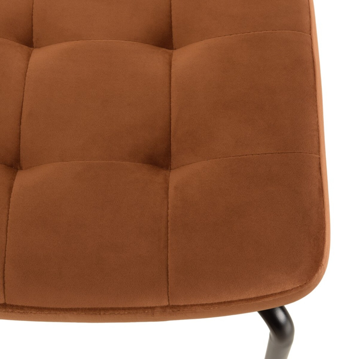 AGATHE- Lot de 2 chaises métal noir assise velours orange dossier rotin