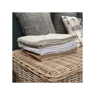 Plaid tricot en coton 100 x 150 cm - MARINA