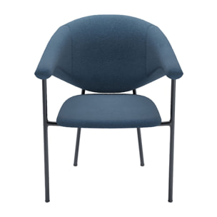 Lot de 2 chaises avec accoudoir design en velours bleu