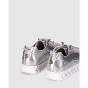 Zapatos de Piel - Plata - Tacón: Bajo