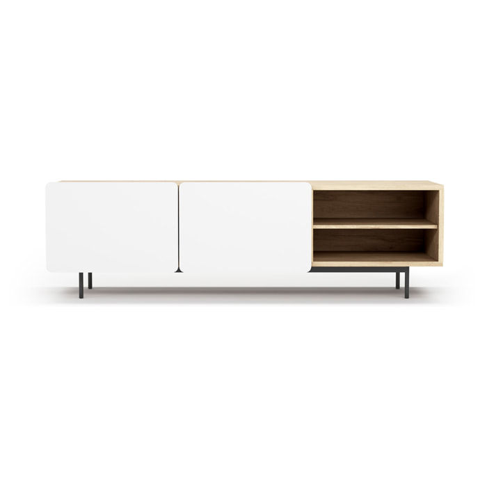 Bajo tv Biscuit roble claro y blanco 54x180x44 cm