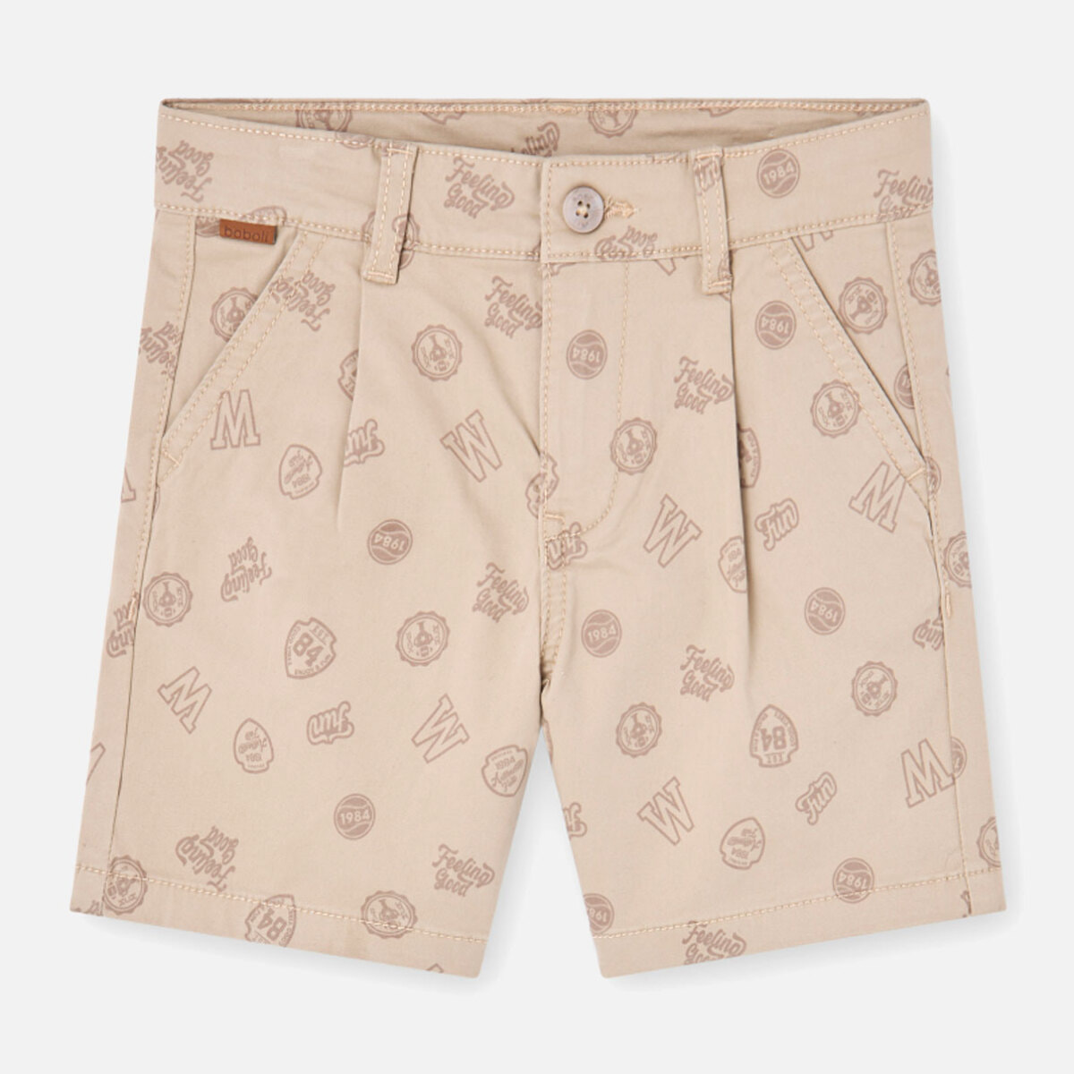 Bermudas elÃ¡sticas estampadas de color beige, Bermudas, niÃ±o