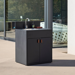 Module de cuisine extérieure acier évier et 2 portes L80cm THIRA