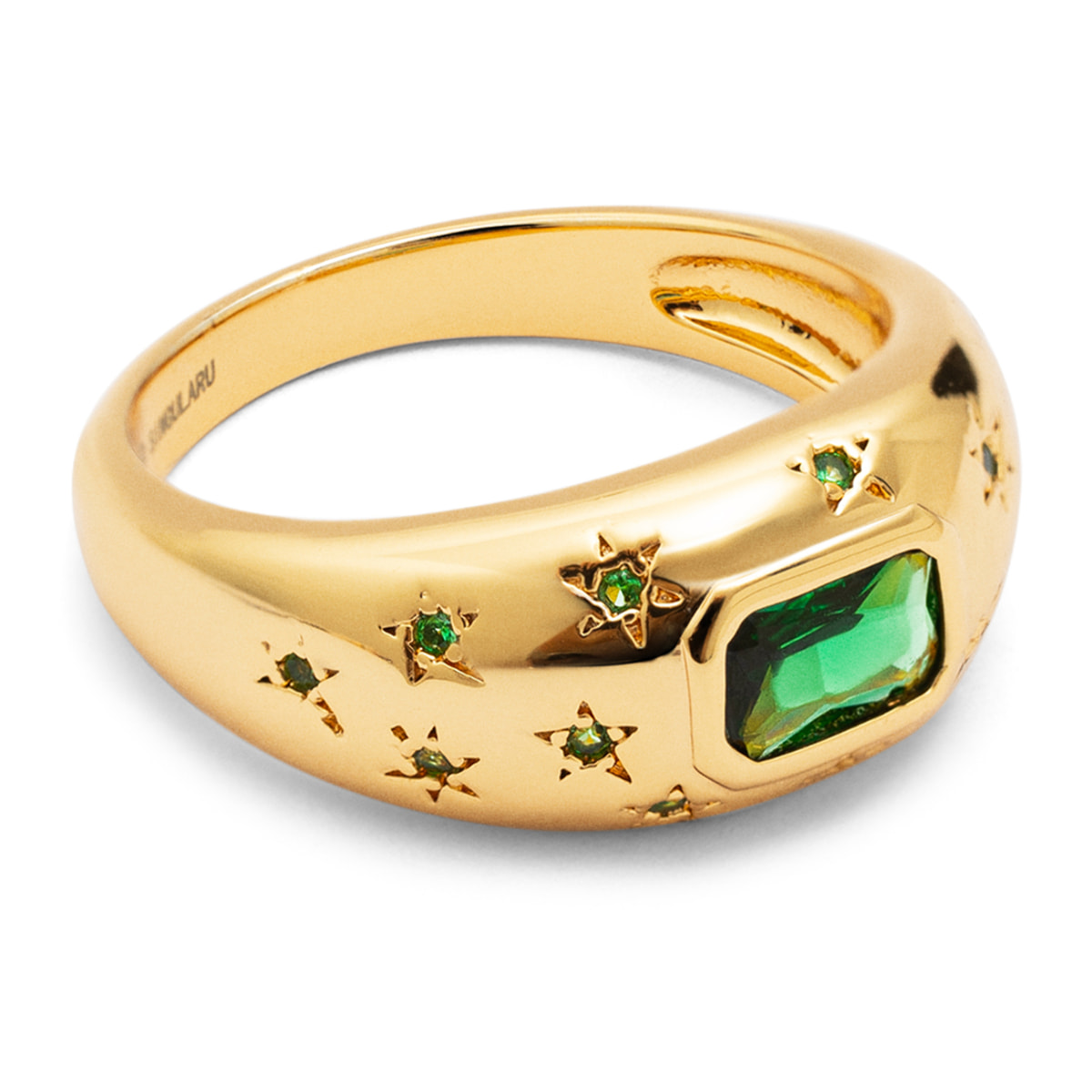 Anillo Charlotte Esmeralda Baño Oro