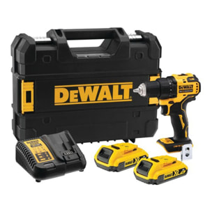 Perceuse visseuse compacte 18V XR - DEWALT - avec 2 batteries 18V 2.0 Ah - chargeur - coffret - DCD708D2T-QW
