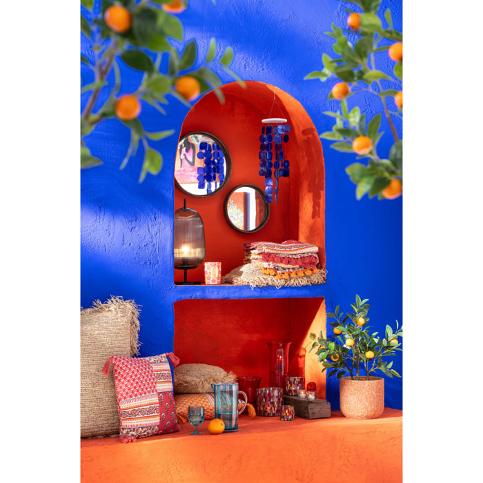 J-Line plateau Miroir Rond - rotin - large