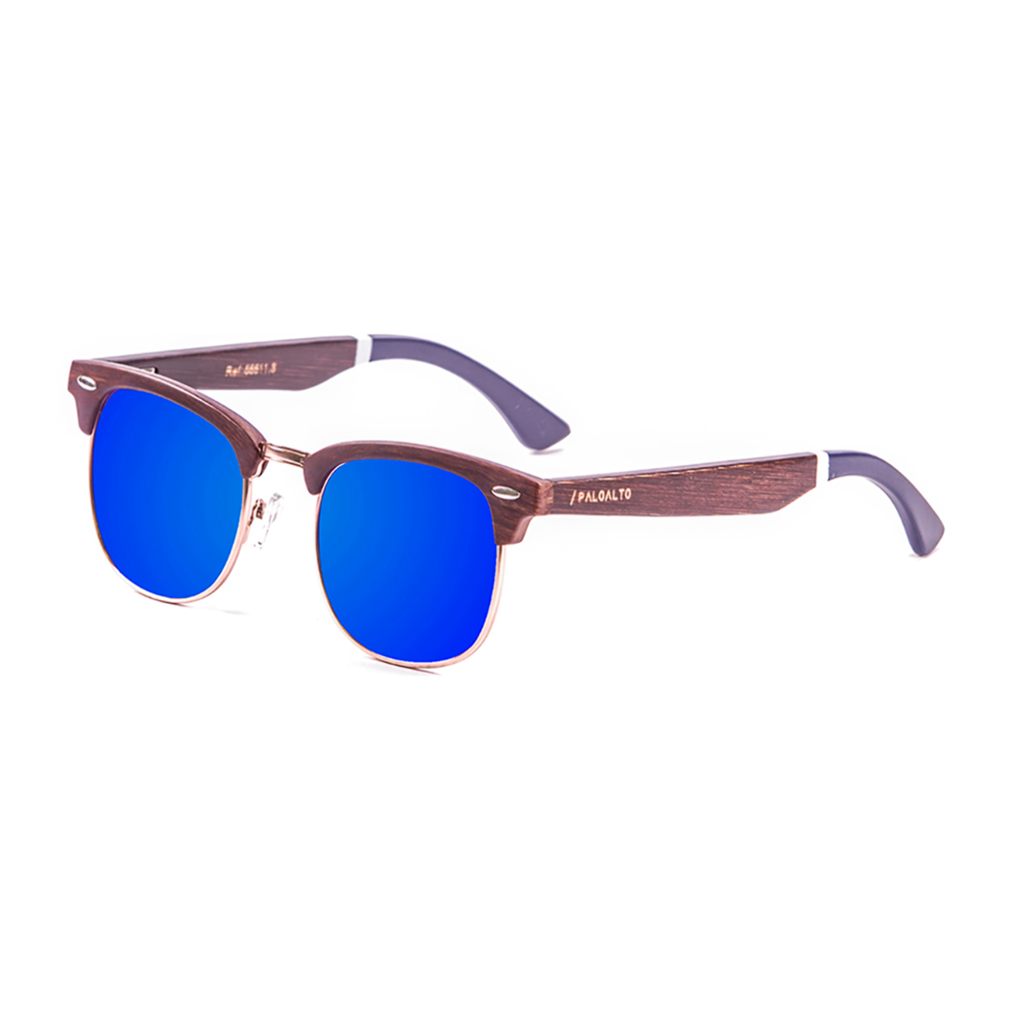 Gafas de sol PALO ALTO EPOKE - Marrón / Revo azul y brazo pintado bambú marrón y azul y blanco