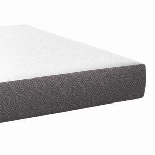 Matelas mémoire de forme - 140 cm - Dessus design blanc, coté design gris