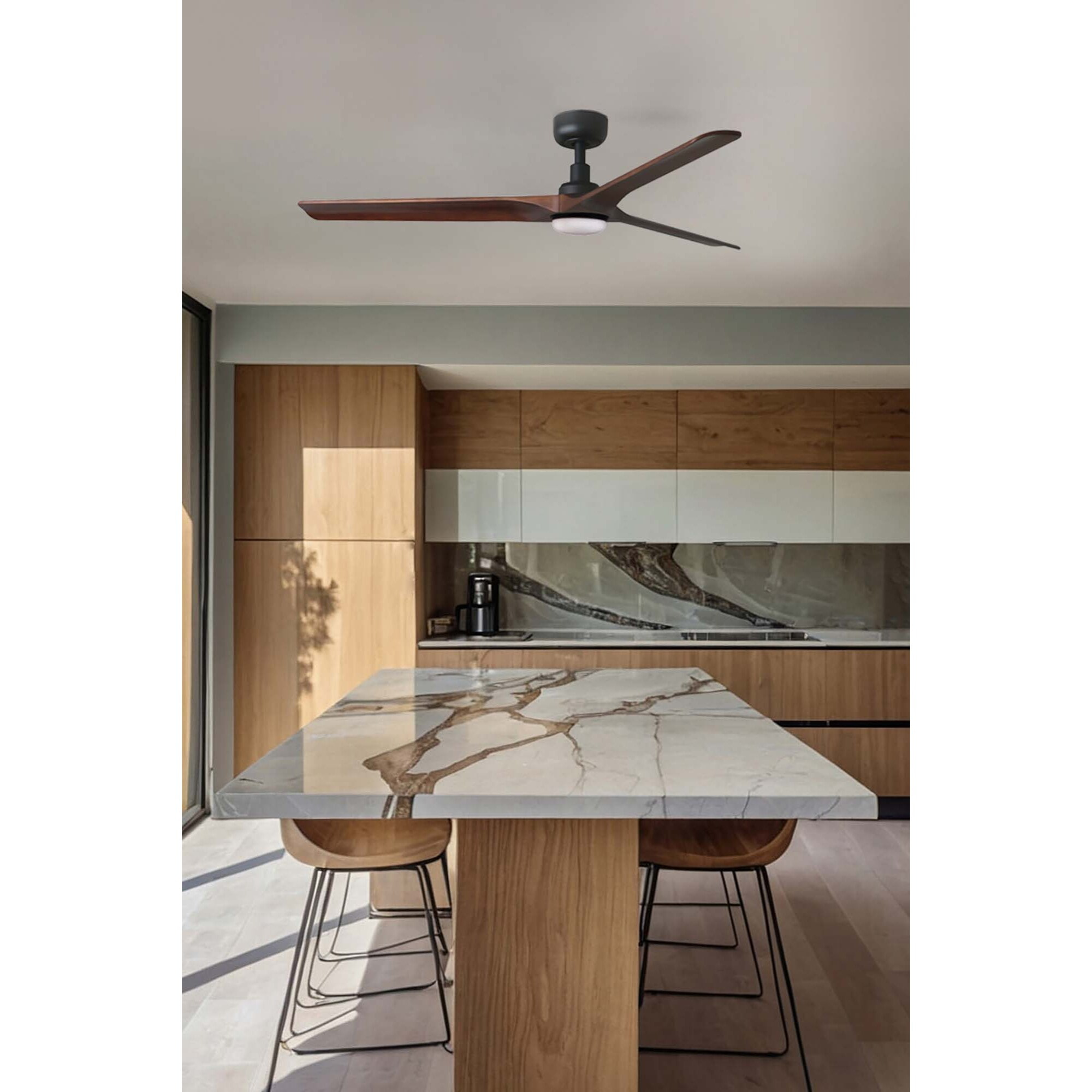 HEYWOOD L LED Ventilatore a soffitto nero/legno scuro