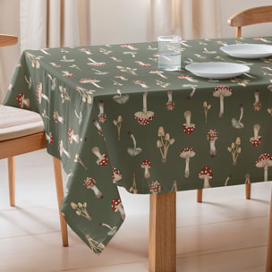 Mantel estampado antimanchas AMANITA VERDE