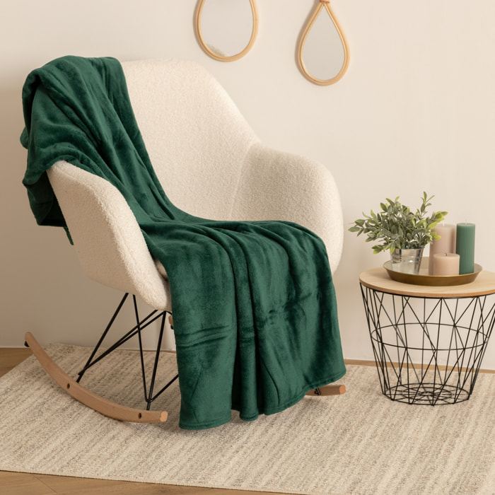 Plaid - flanelle - vert - 125x150 cm