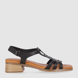 Sandalias de Piel - Negro - Tacón: 3 cm