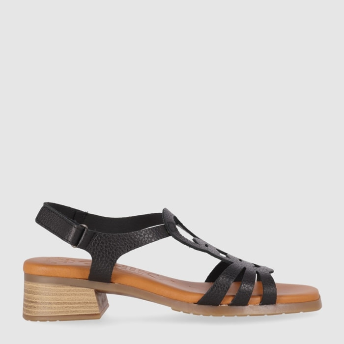 Sandalias de Piel - Negro - Tacón: 3 cm