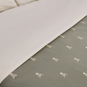 Set cama (funda nórdica 250x230cm + 2 fundas almohada 50x85cm) 100% algodón 144tc beige & khakhi calaveras scalpers home