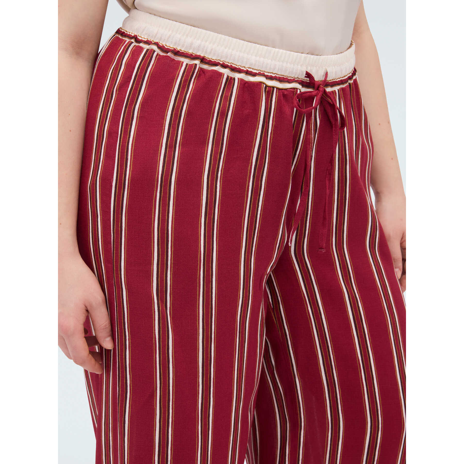 Fiorella Rubino - Pantalones Wide Leg de viscosa a rayas - Burgundy