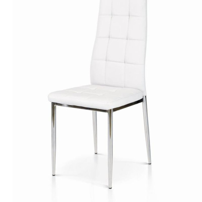 Set di 6 sedie BROOKLYN in ecopelle bianco con struttura in metallo cromato