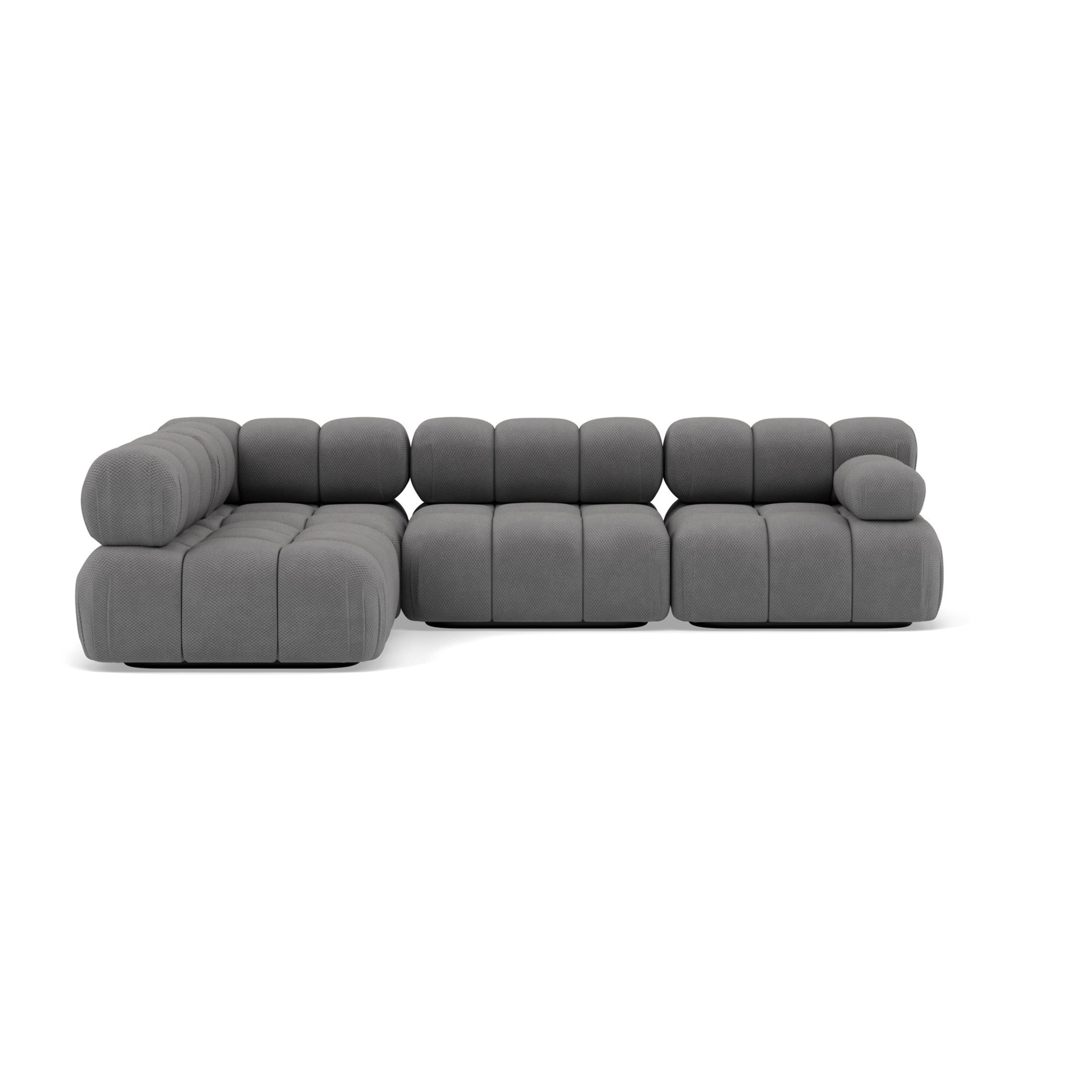 Ruby - canapé modulable d'angle gauche 5 places en velours texturé - Gris