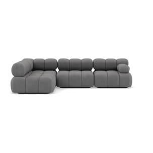 Ruby - canapé modulable d'angle gauche 5 places en velours texturé - Gris
