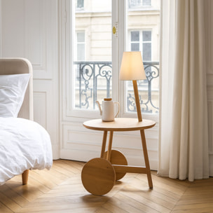 Table d'appoint en teck avec lampe