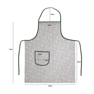 Set 2 Pezzi Grembiule Cucina Con Tasche 100% Cotone Disegno Margheritine
