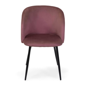 Poltrona Ruby Vacchetti in velluto rosa antico con struttura nera cm56,5x54h81