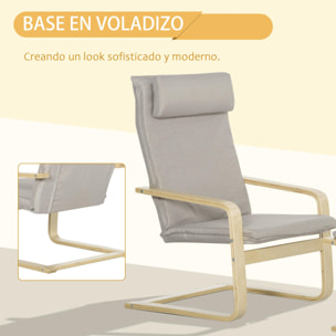 Sillón de Salón con Otomana Tapizado en Tela Butaca Moderna con Respaldo Alto Reposabrazos Almohada Extraíble para Dormitorio 67x69x100 cm Gris