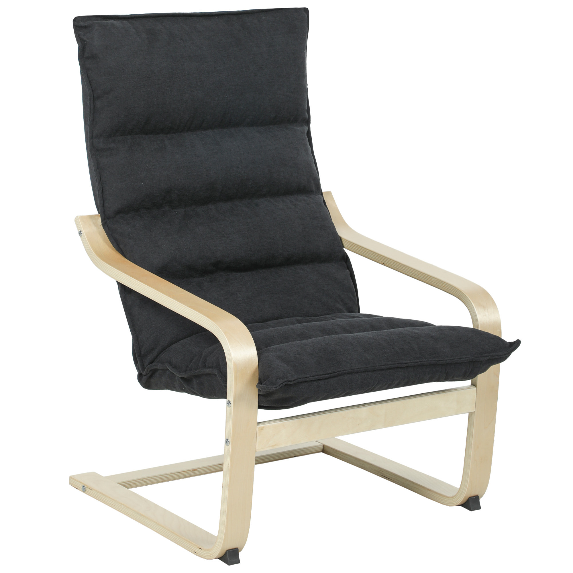 Sillón de Salón Moderno Butaca de Salón con Respaldo Alto Reposabrazos y Patas de Madera Tapizado en Terciopelo Butaca para Dormitorio Sala de Estar Negro