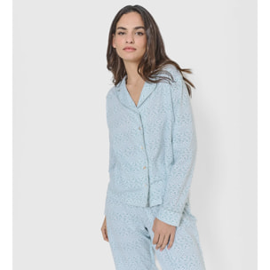 Pijama camisero algodón nerola agua marina