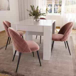 Set di 4 Sedie Imbottite Da Pranzo In Velluto Sedia Gambe In Metallo Nero Schienale Soggiorno Salotto Camera 43 x 47.5 x 80 Cm (Rosa)