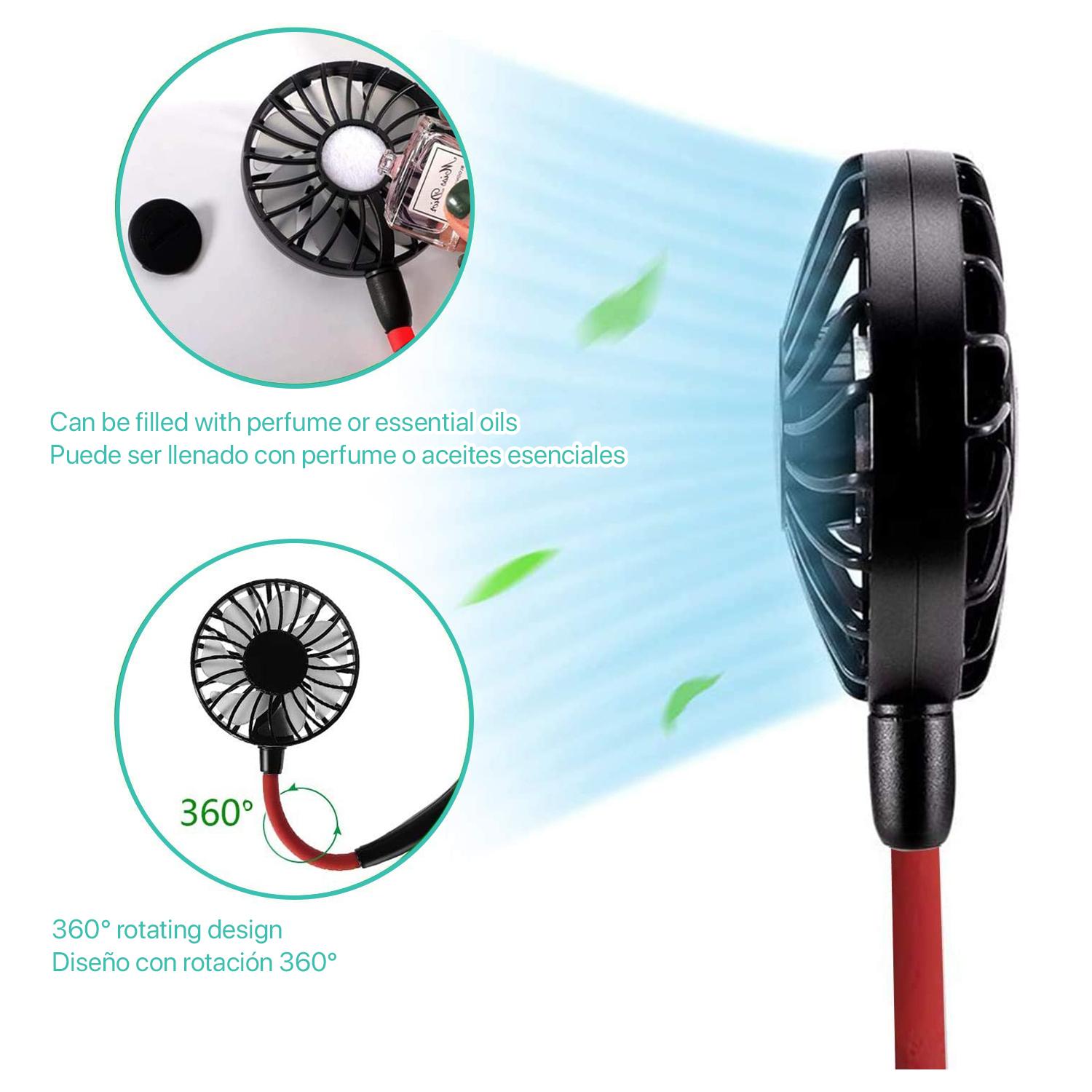 Mini ventilador dual diadema cuello con bateria recargable