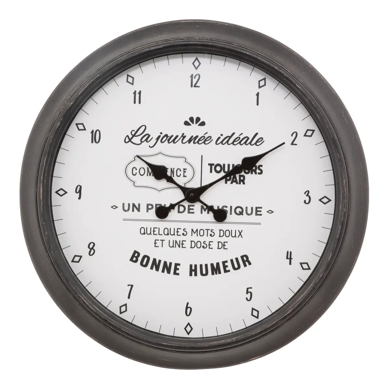 Horloge "Citation" - noir & blanc D60 cm