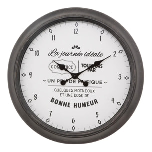 Horloge "Citation" - noir & blanc D60 cm