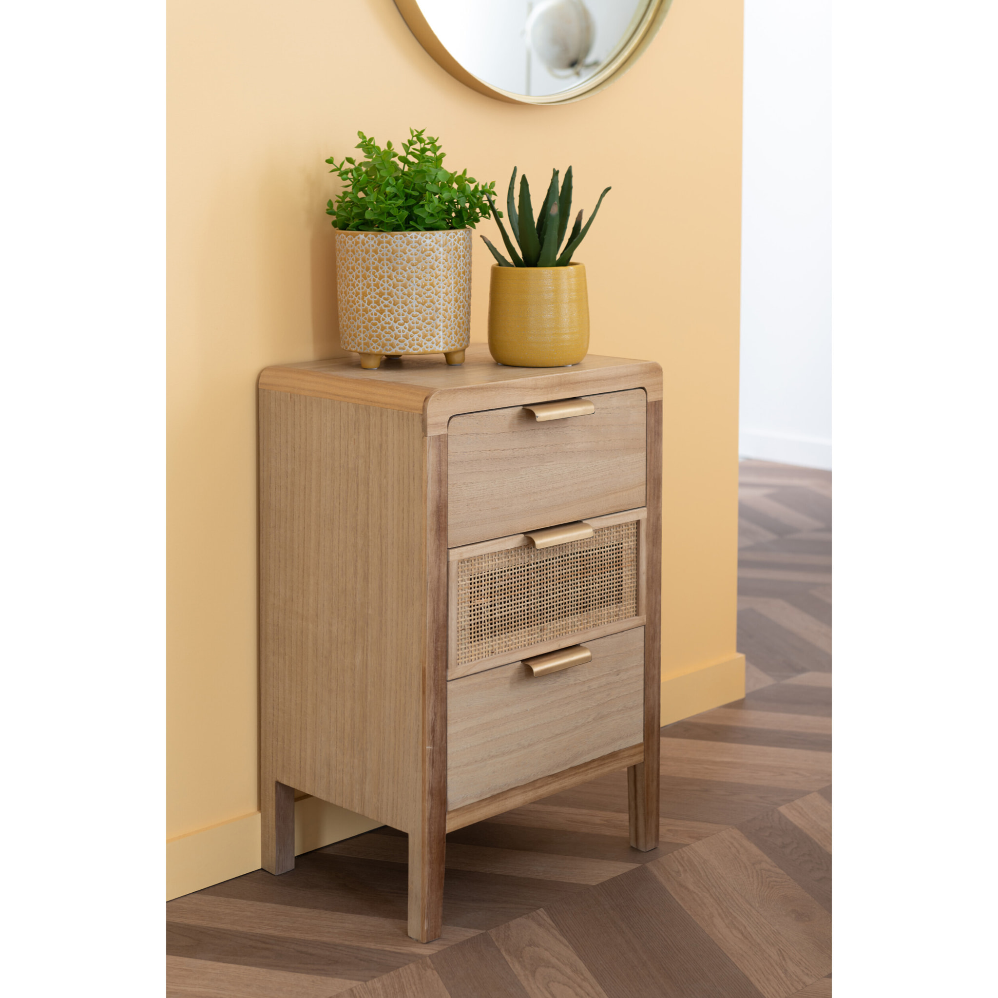 J-Line cache-pot Fleur - céramique - ocre - large - Ø 16.5 cm