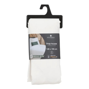 Drap-housse - percale - blanc - 140x190 cm