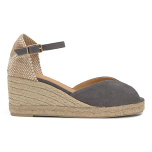 Sandalia de cuña Bianca estilo peep-toe en algodón orgánico lavado